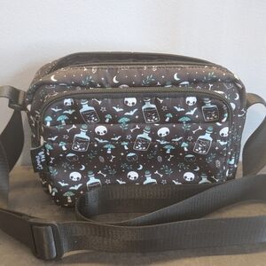Whimsical Black Patterned Crossbody Bag